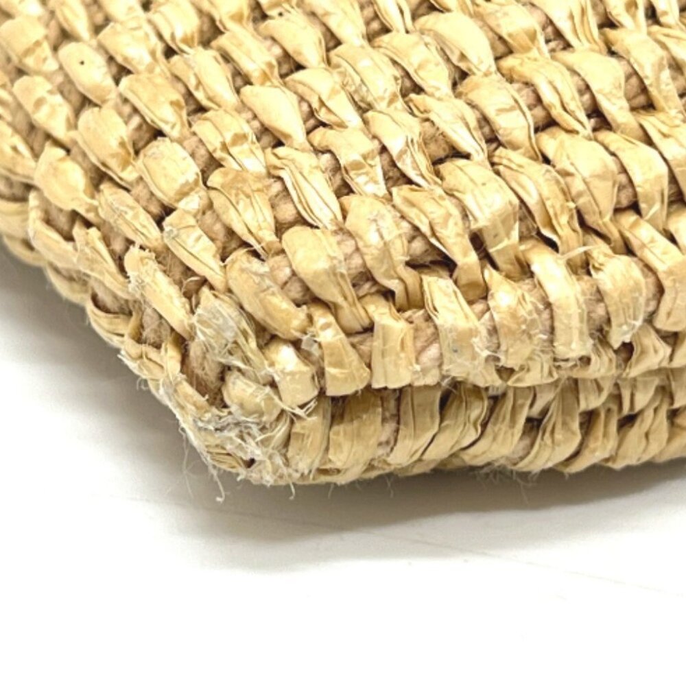 FENDI 8N0149 straw logo Pouch Clutch bag Raffia / Leather Beige/Black - Picture 11 of 15